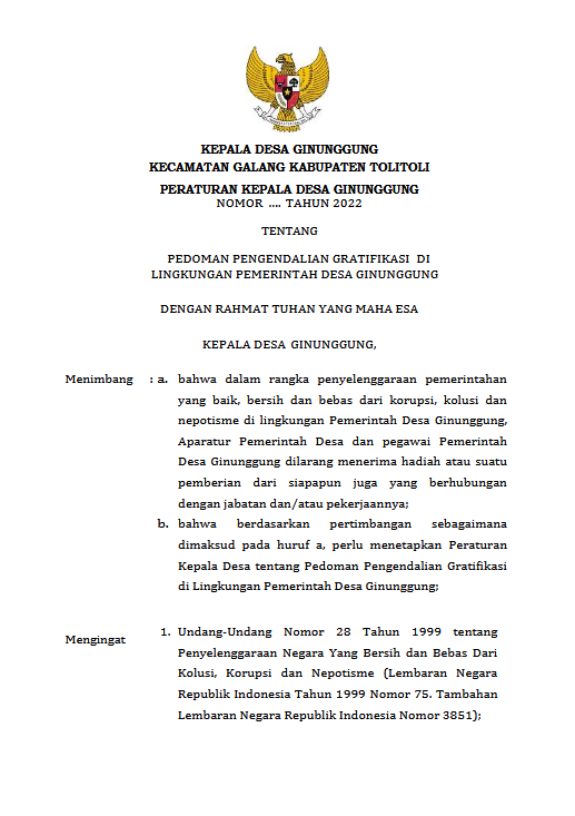 PERDES PENGENDALIAN GRATIFIKASI
